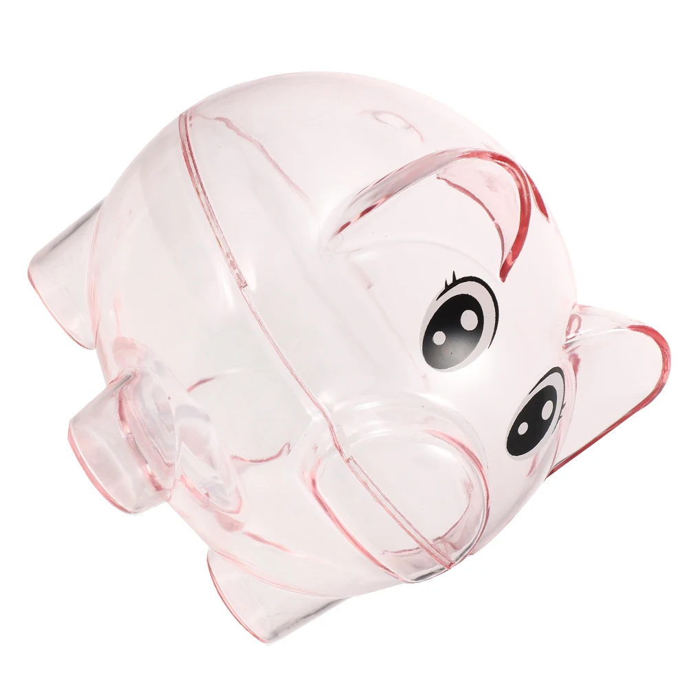Hucha para niños de gran tamaño, monedero de plástico transparente rosa con forma de cerdo para ahorrar dinero, bonito decorativo de escritorio