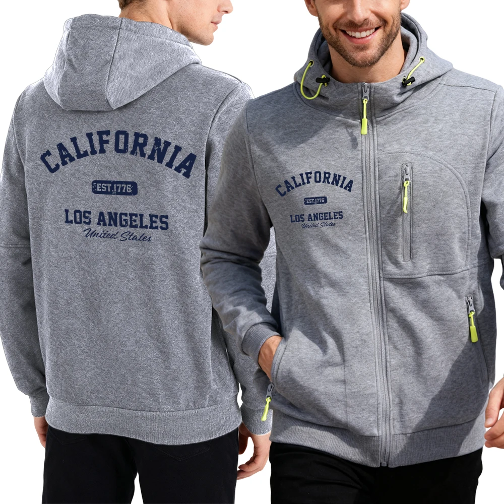 

California Los Angeles Print Men Zipper Hoodies Fashion Casual Hoodie Fleece Pocketed Hoody Hot Sale Oversize Unisex Clothes
