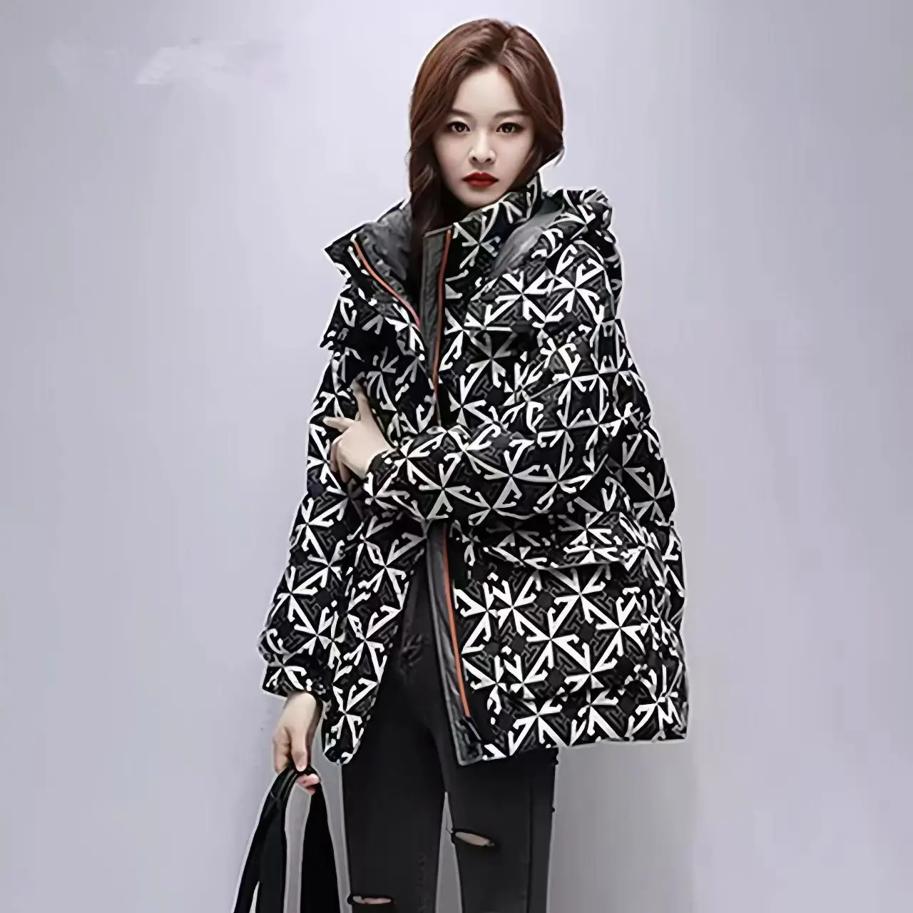 Cotton Coats for Women\'s,Print Jacket,Female Clothes,Hooded,Thick Warm,High Quality, Winter ,2024