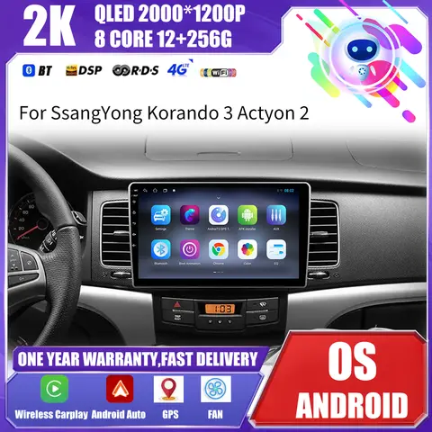 쌍용 코란도 3 액티언 2 2010-2013 자동차 라디오 멀티미디어 비디오 플레이어 네비게이션 GPS 안드로이드 오토 2Din 2 Din Dvd 없음