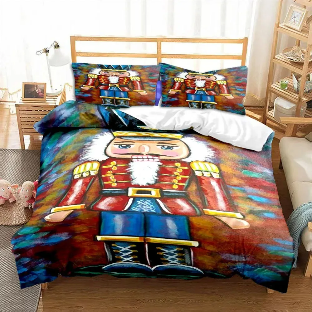 Nutcracker Cartoon Duvet Cover Merry Christmas Gift Child Bedroom Decoration Women Men Cartoon Royal Guarder Queen King Size