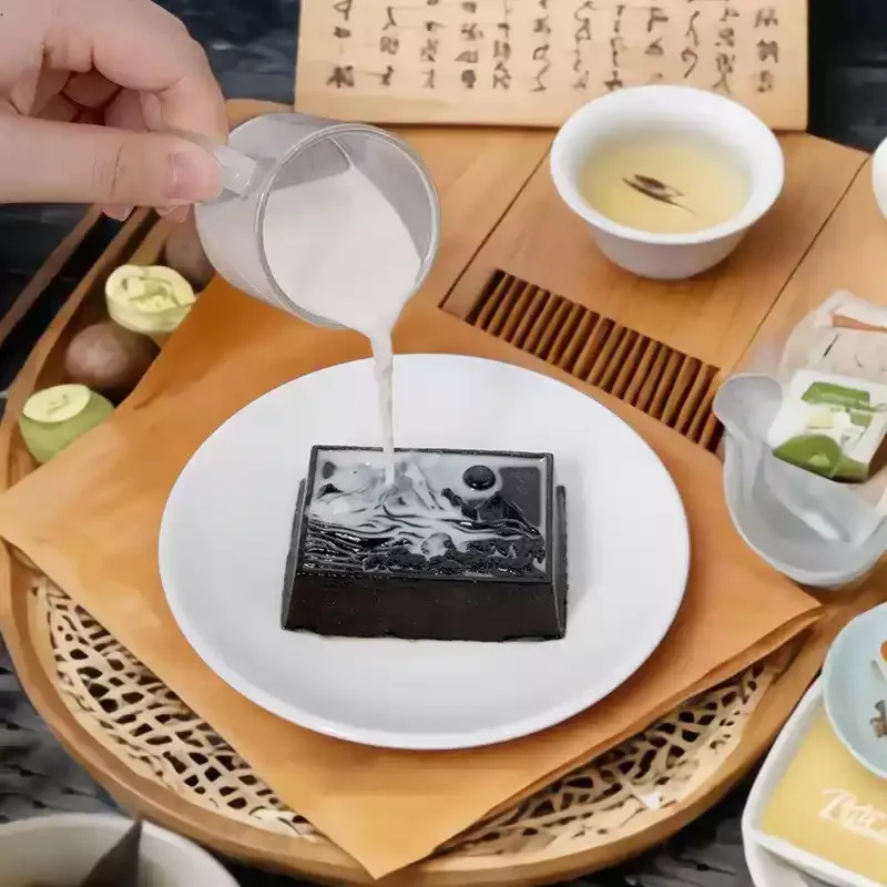 Jinxiu Mountain Henan Melon Mousse Mold, Dessert Plating, Shaping Tool, Ink Landscape Painting, Turtle Jelly Milk Pudding Tool