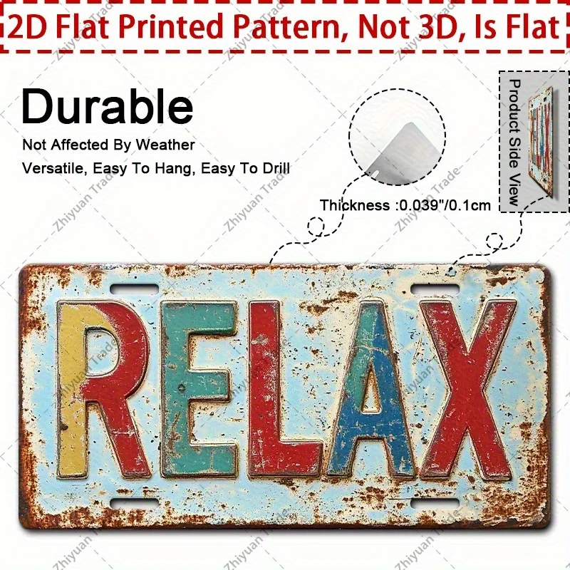 2D Flat Product, 1pc, Aluminum License Plate, Decorative Use Only, Vintage Metal 
