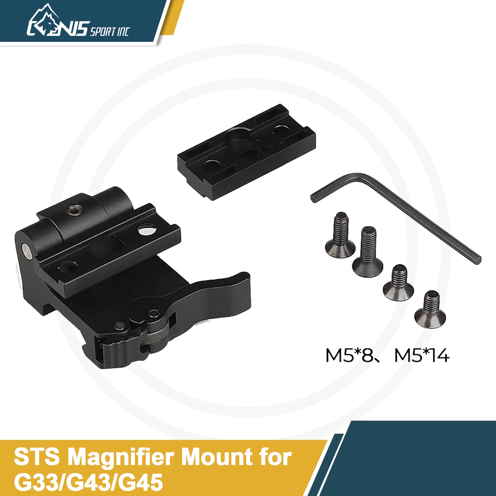 

CANIS SPORT INC Tactical G33/G43 Magnifier Mount - Quick-Detach 3x Scope Adapter, CNC Aluminum Alloy for Outdoor Shooting
