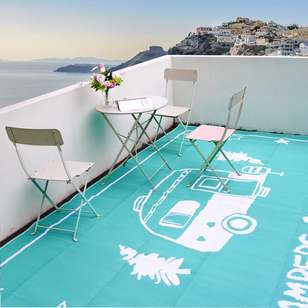 

RV Outdoor Rugs, Reversible Patio Mat 9 x 18 Feet, Waterproof Camping Rugs for Indoor/Outdoor, Patio, RV, Picnic, Beach