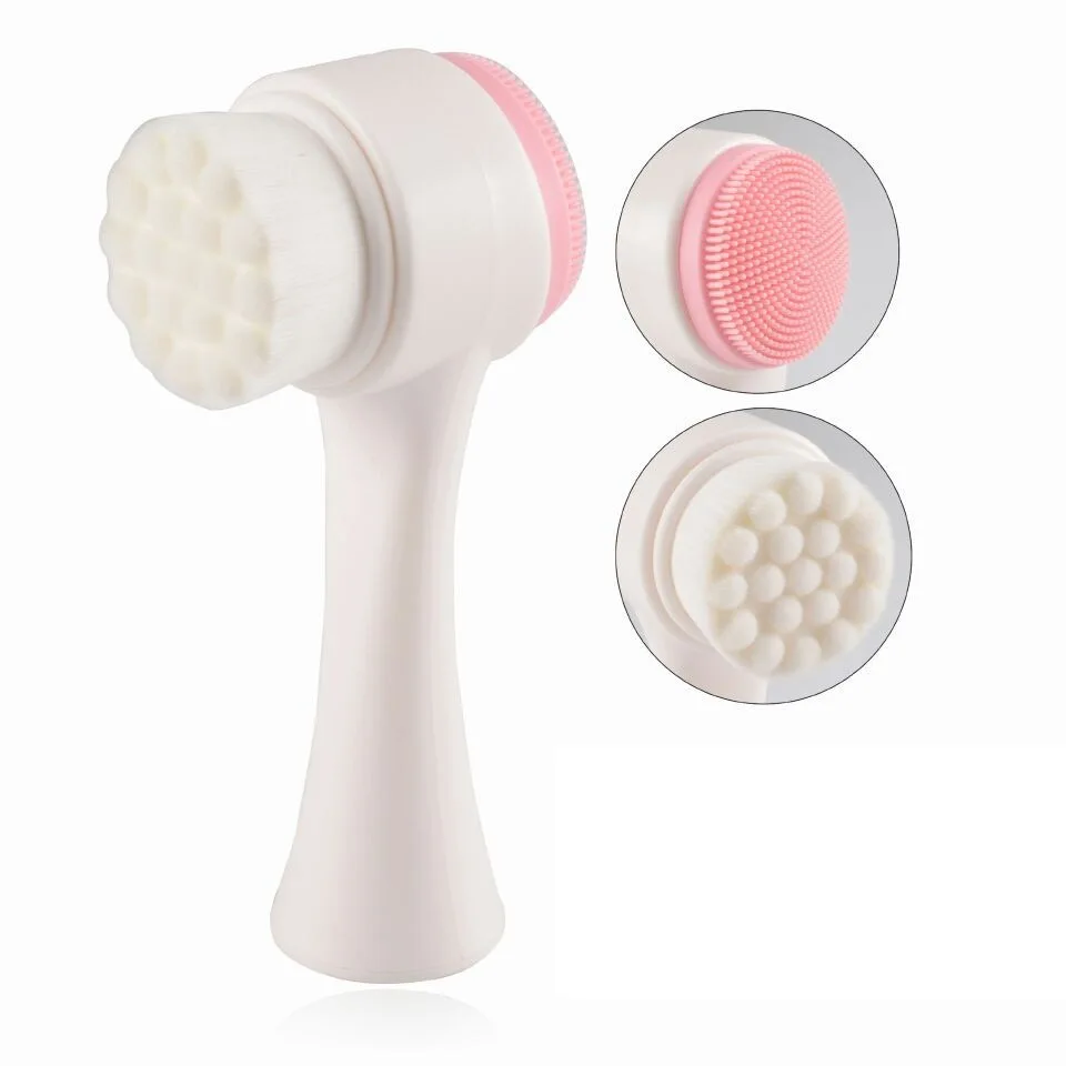 Brosse nettoyante pour le visage en silicone double face, nettoyant pour le visage, dissolvant de points noirs, outil de nettoyage des pores, expecateur, brosse de gIslande pour le visage, 1 PC