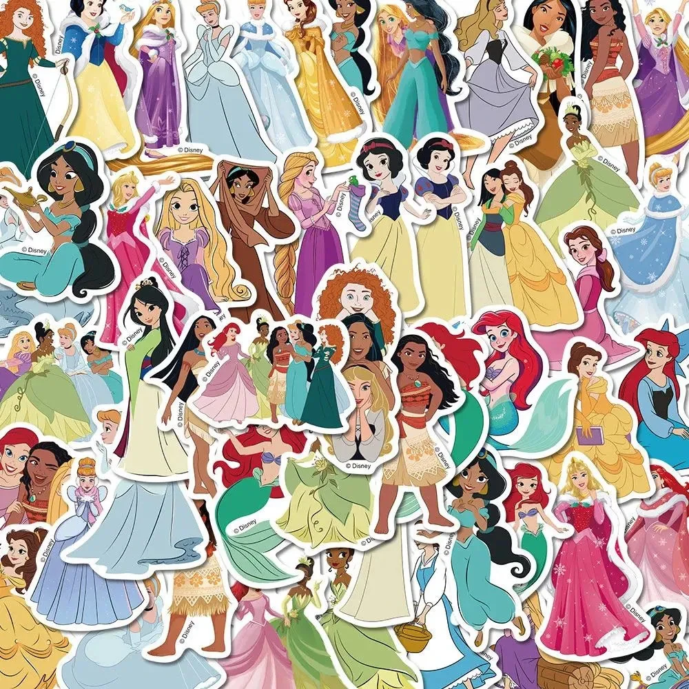 10/30/50pcs Kawaii Disney Princesses Stickers Girls Cartoon Sticker Diary Scrapbooking Laptop Skateboard Luggage Classic Decals
