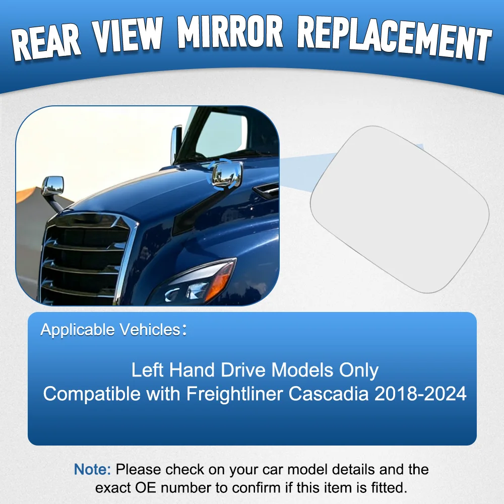 Espejo Retrovisor Lateral Convexo con Calefacción para Capó de Camión Freightliner Cascadia 2018 2019 2020 2021 2022 2023 2024 Izquierdo/Derecho