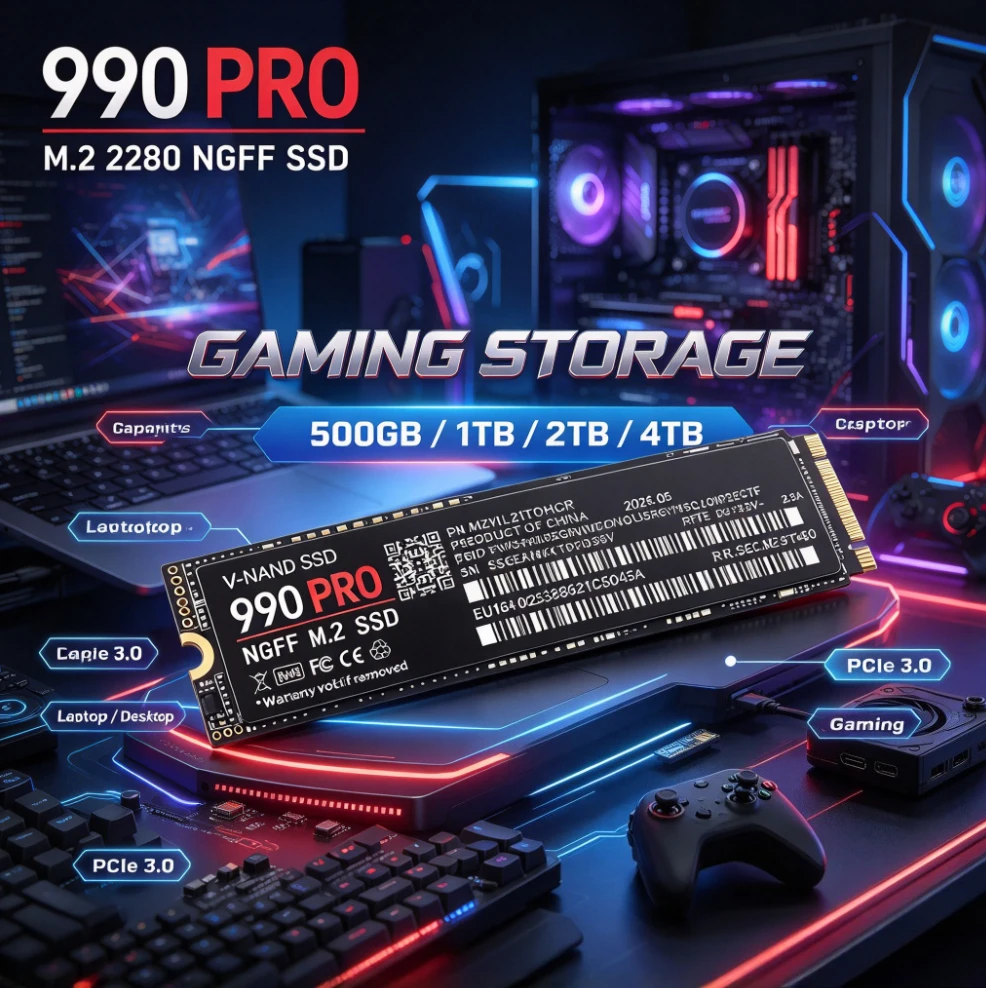 990 PRO M.2 2280 NGFF SSD, PCIe3.0,500GB/1TB/2TB/4TB High Speed Internal SSD for Laptop,Desktop PC Gaming Storage