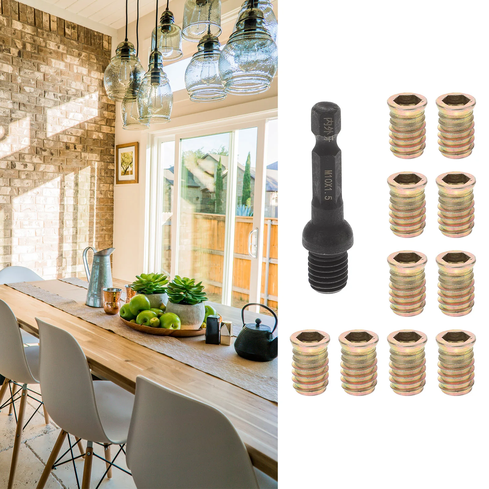 

10pcs Hexagon Socket Head Rivet Nut Galvanized Wood Nuts Furniture Threaded Inserts Connector Lightweight Easy Install