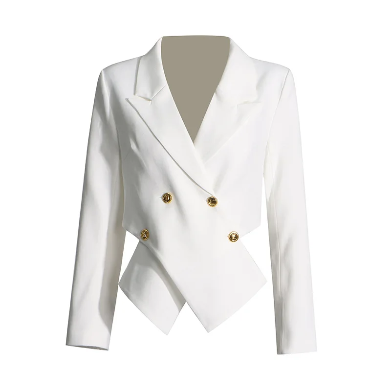 Temperamento stile elegante abito piccolo a maniche lunghe 2025 nuovo design di controllo degli accessi incrociati senso avanzato blazer in tinta unita da donna