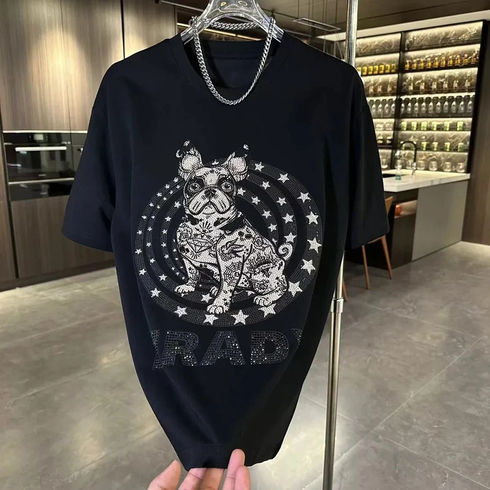 

Летняя мужская хлопковая футболка с короткими рукавами Hot Diamond в американском стиле ретро, модная тенденция, уличный хип-хоп, свободная дышащая нишевая футболка унисекс