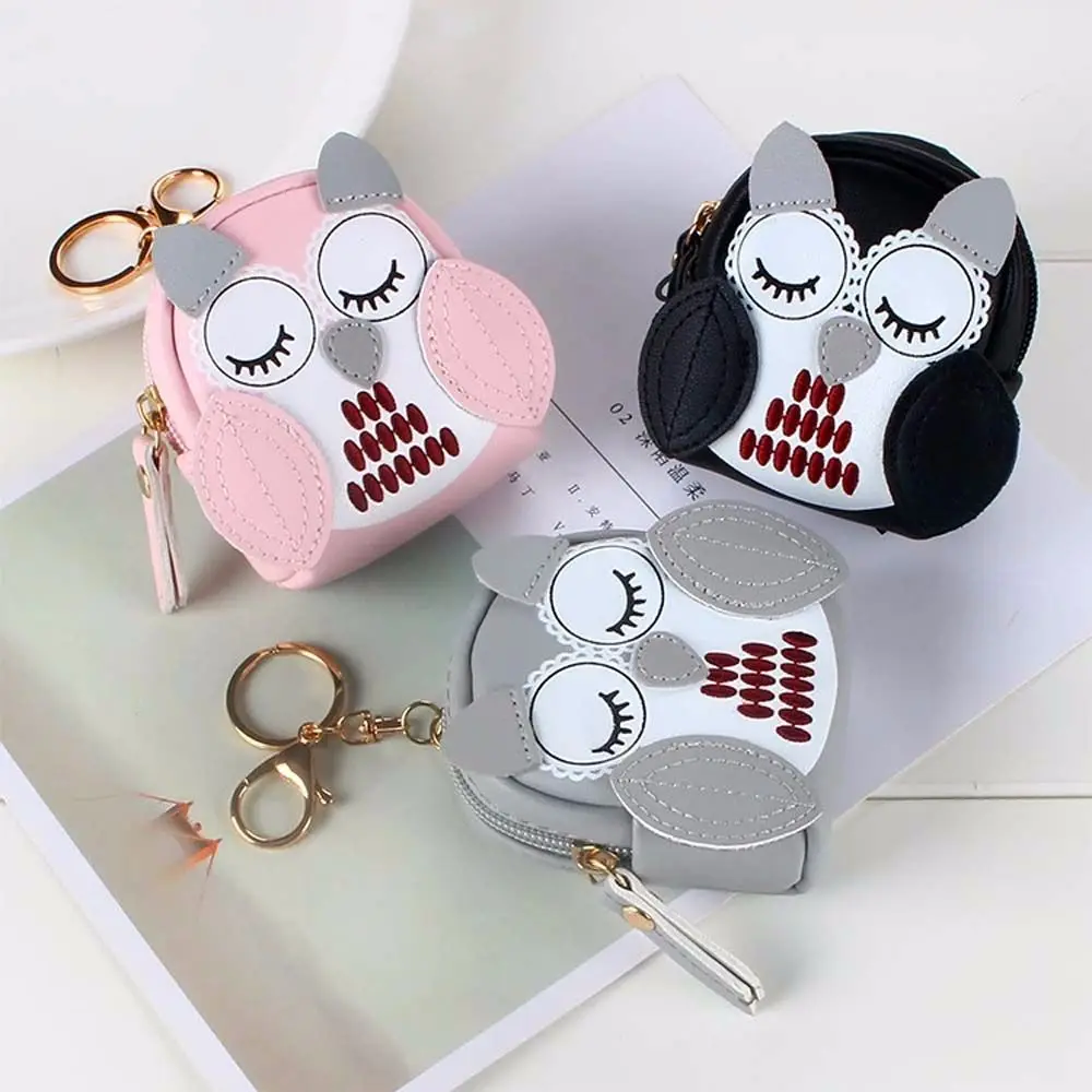 Mini Cute Card Holder Short Purses Key Holder Owl Clerk Cartoon Women Car Key Chain Owl Coin Purse School Bag Pendant Key Bag view 5