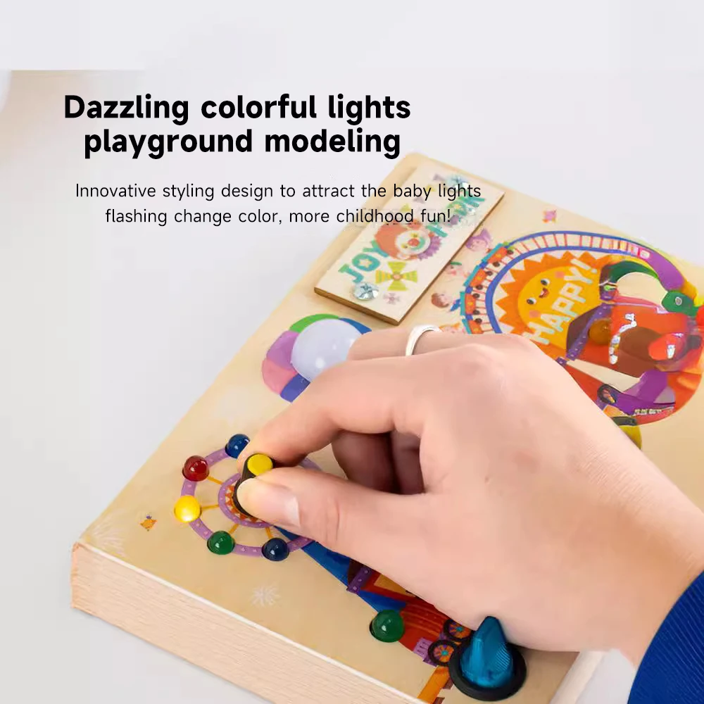 Montessori Children Sensory Busy Board Toys Wooden LED Light Switch Control Toys Kids Early Educational Puzzle Learning Toys