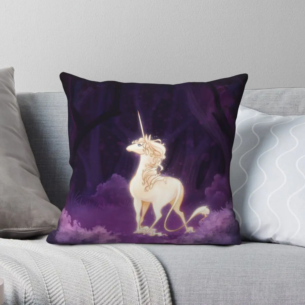 Unicorn In A Lilac Wood Square Pillowcase Polyester Linen Velvet Printed Zip Decor Throw Pillow Case Sofa Cushion Cover 18