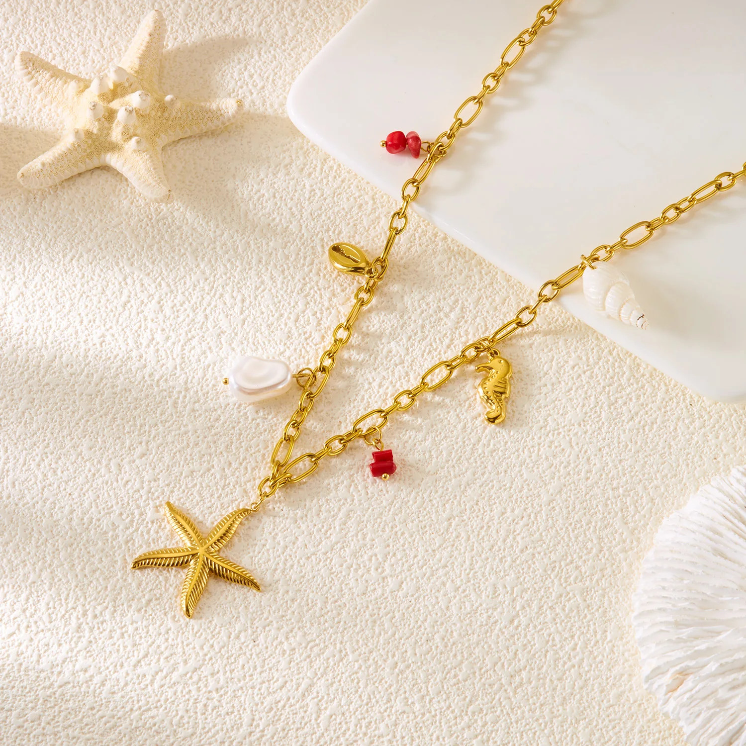 Mode Edelstahl Metall Conch Halsketten für Frauen Nette Shell Quaste Keramik Fisch Halsketten Party Täglichen Schmuck Geschenke – Detail 37