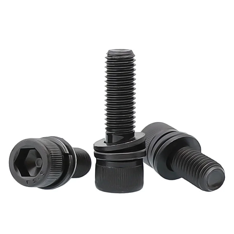 M3 M4 M5 M6 M8 M10 12 Schwarz Grade 12,9 Stahl Allen Hexagon Hex Buchse Kappe Kopf SEM Schraube Flache washer Frühling Dichtung Montieren Bolzen – Detail 4