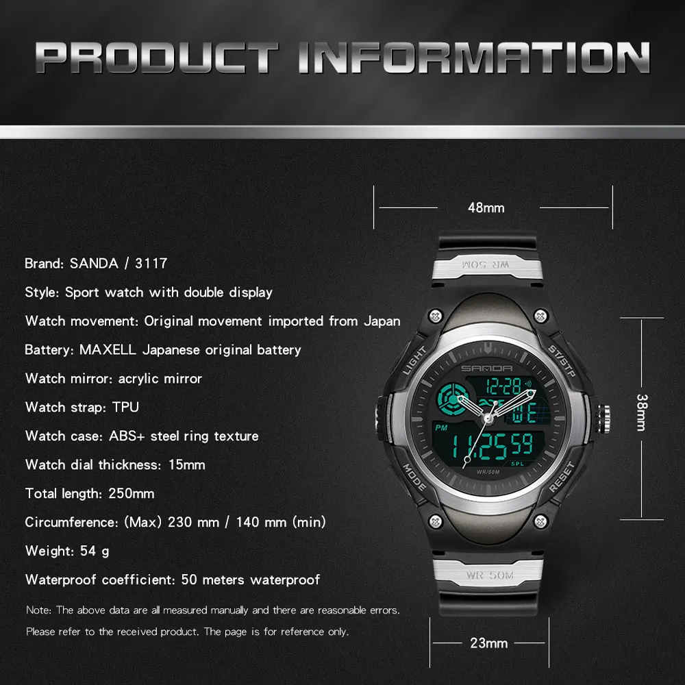 Sports Digital Watch For Men Military Watches Swim Waterproof 50m Man Clock Relogio Masculino Analog Led Electronic Wristwatch