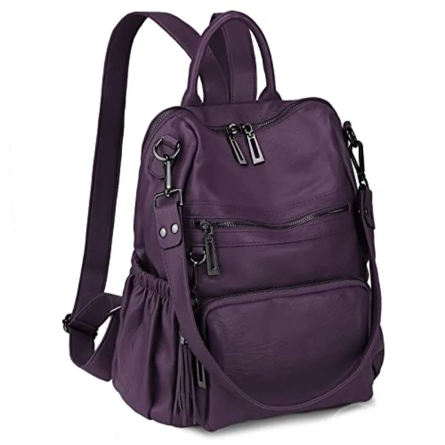 

Travel Backpack Purse for Women Vegan Leather Ladies Fashion Tassel Shoulder Bag Convertible