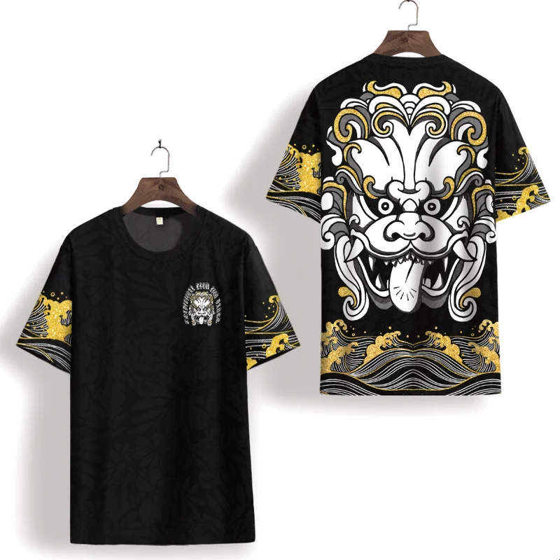 

Creative Lion 3D Digital Printing Hip Hop Short Sleeve Tees Tops Summer New Quality Hollow Icy Cool Smooth T Shirt Men Oversized