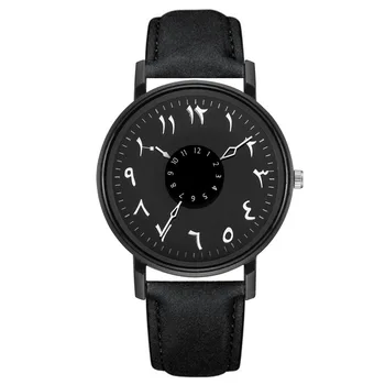 นาฬิกาควอทซ์สไตล์เรียบง่ายสายหนังผู้หญิงละเอียดอ่อนสีเขียวขุ่นแบบลำลองมีตัวเลขอารบิกดูหรูหราหน้าปัดแฟชั่นที่สร้างสรรค์แบบเรียบง่าย