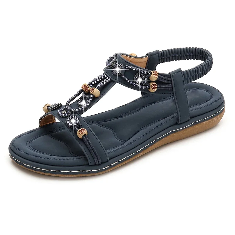 MVVJKE sandali donna nuovi sandali piatti donna estate stile boemia strass comode scarpe da spiaggia donna Plus