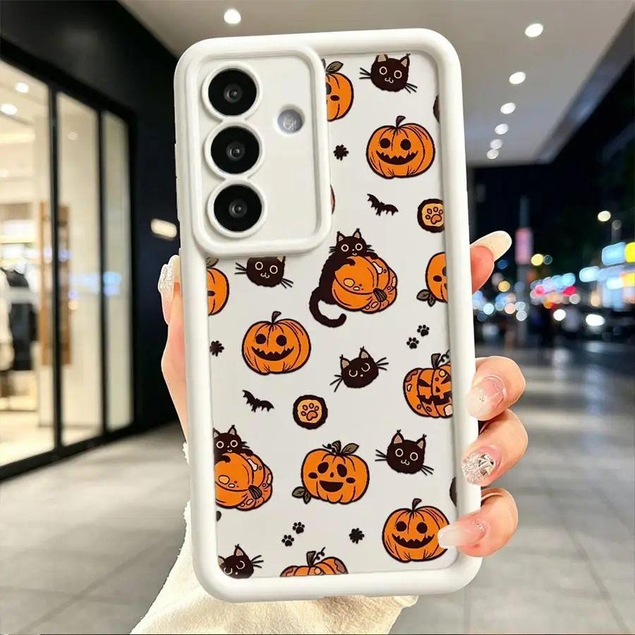 Case for Samsung Galaxy S26 S24 ultra S25 S20 FE S23 Note 20 Ultra S21 S22 Plus Phone Cover Halloween Pumpkin Cat