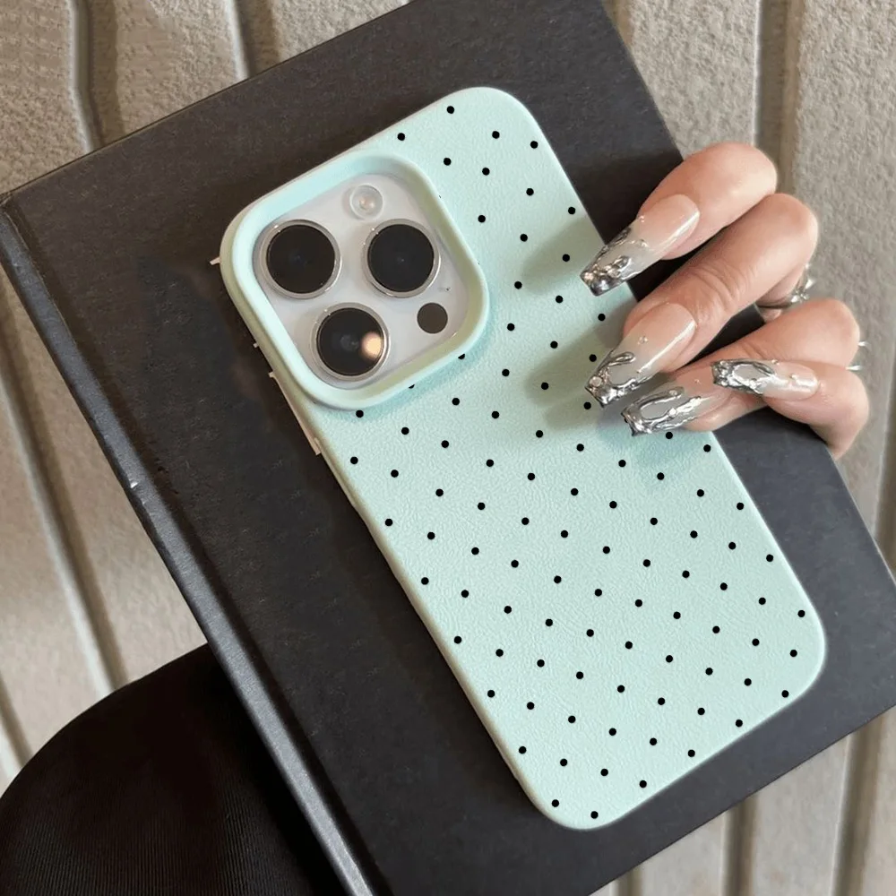 INS Polka Dot Phone Case For iPhone 13 Case iPhone 15 16 14 11 12 17 Pro Max 17 Air Candy Color Lichee Pattern Silicone Cover - náhled 3