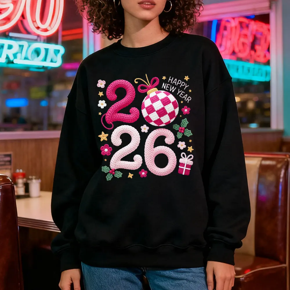

Happy New Year Hello 2026 Sweatshirt Happy New Year Women Sweatshirt Cheers To The New Year Hoodie Family Party Gift Clothes