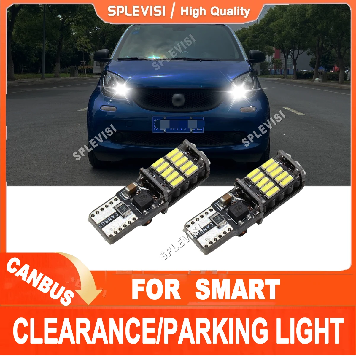 2Pcs 6000K White Clearance Lamp led lights W5W T10 Upgrade Kit For Smart Fortwo Forfour Roadster