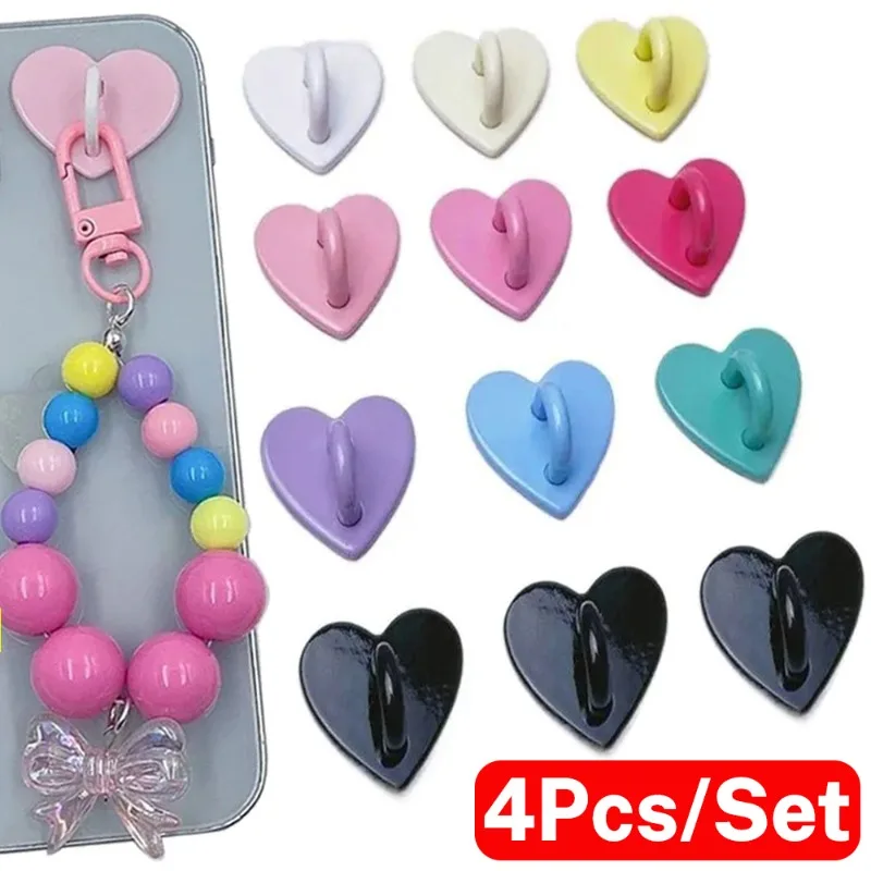 4/1Pcs Mini Self Adhesive Metal Heart Phone Charm Holder Case Finger Ring Stand Hook Cute Buckle Charms Clasp for Samsung iPhone