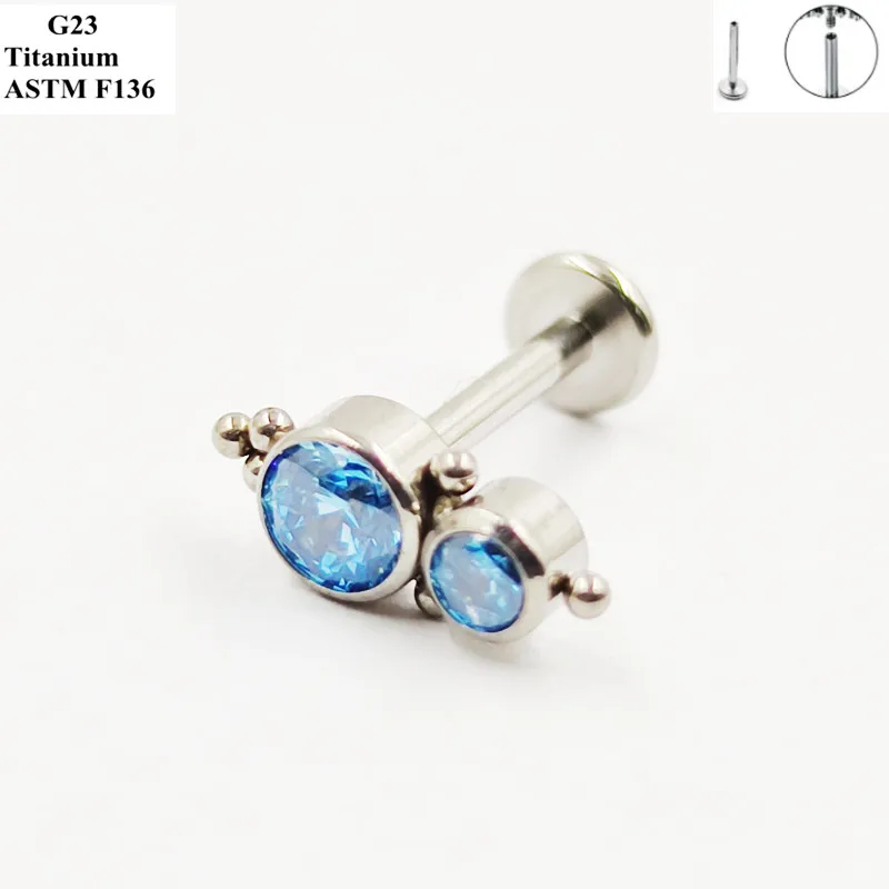 G23 Titanium Manufacturer Sells Ear Stud Inlaid With Exquisite Zircon Thread Perforated Ear Bone Nail Piercing Jewelry Earrings