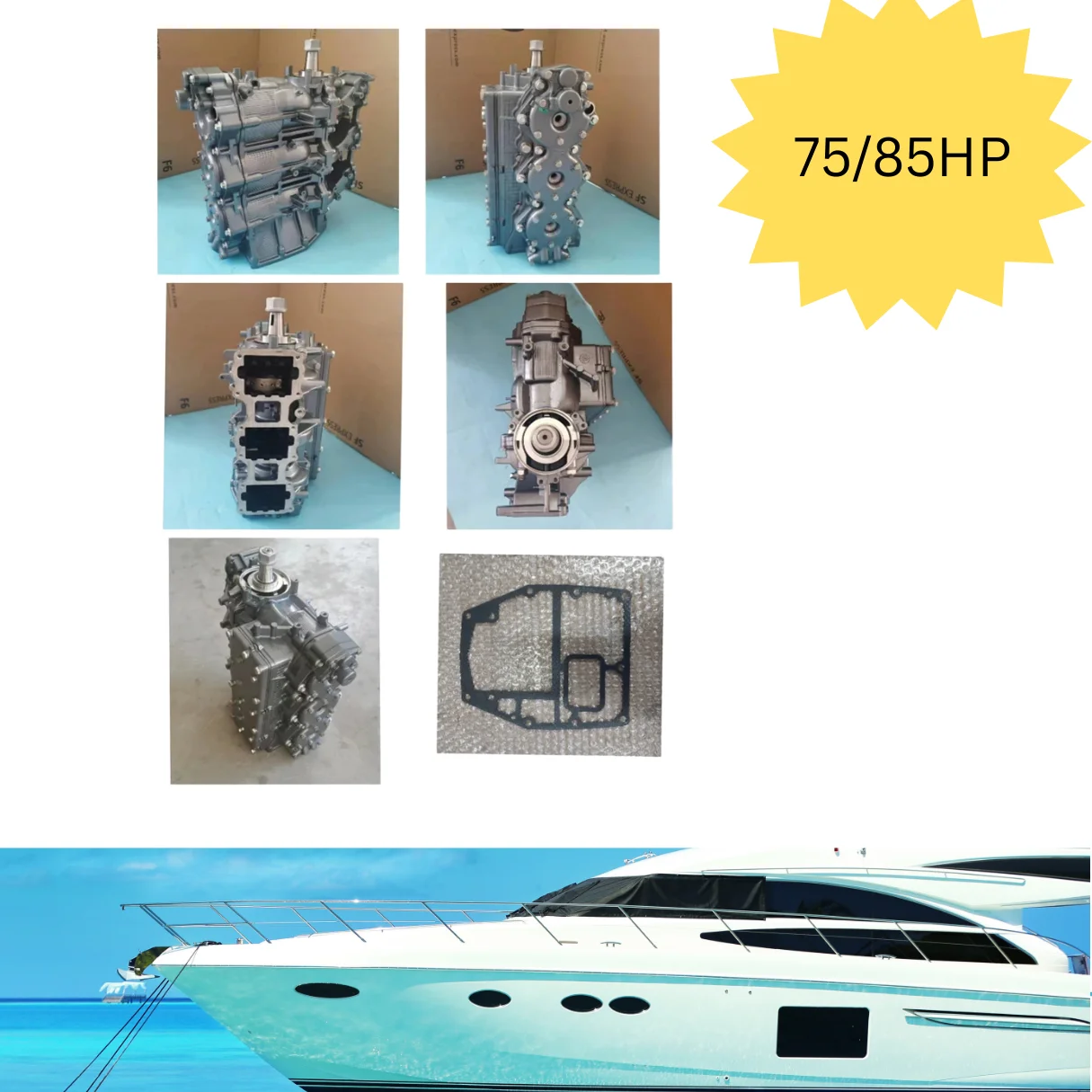 

Головка картера подвесного мотора в сборе для 2-тактных лодочных двигателей Yamaha 75/85 л.с. с прокладкой, оптовая продажа