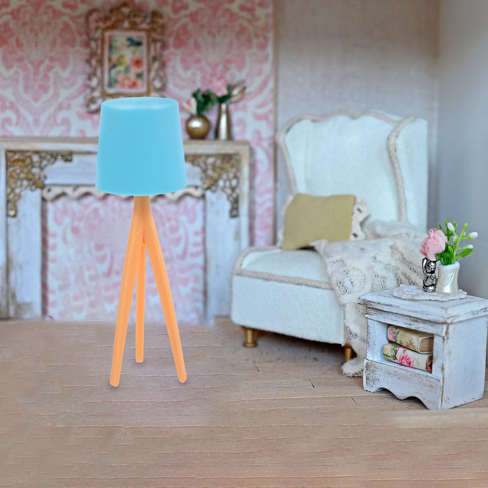 

3Pcs Dollhouse Lamp Blue Miniature Table Lamp Vintage Floor Light Miniature Furniture Accessories Dollhouse Lighting Decoration