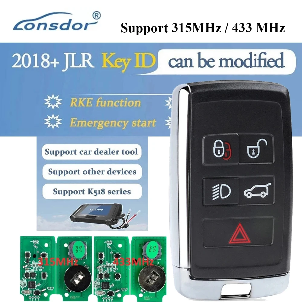 Lonsdor Specific Smart Key 315/433MHz For Land Rover Discovery Ranger Rover Sport Evoque For Jaguar F-Pace F-Type XE XF XJ 18-21