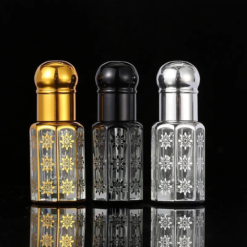 

120pcs 3/6/12ml Perfum Bottles Essential Oil Dropper Bottles Massage Oil Essence Bottle Gilding Glass Lipgloss Roll-on Bottles