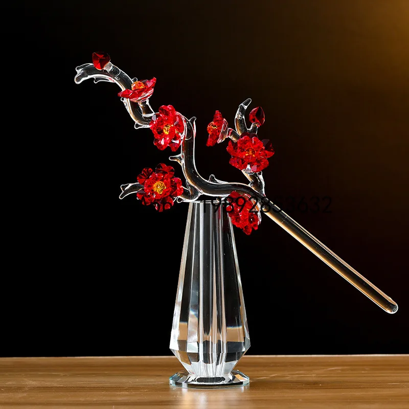 

X-21 Nordic Light Transparent Crystal Plum Blossom Ornament Set Crystal Craft Ornaments