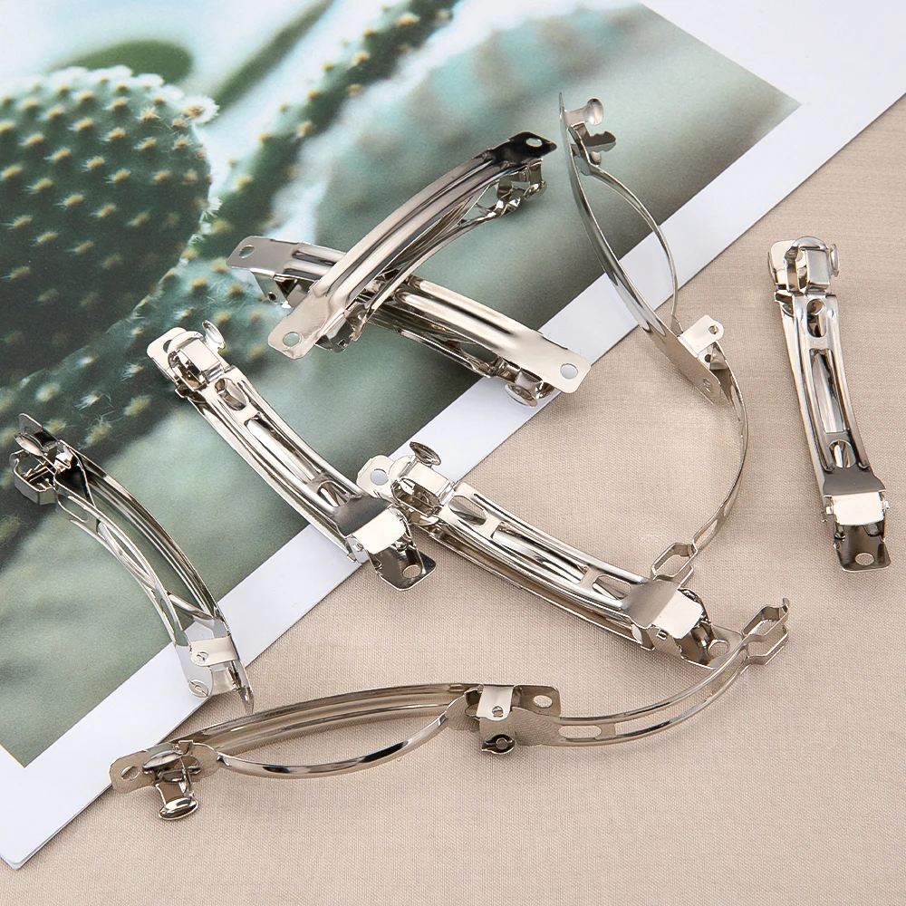 10 Stuks 80/100 Mm Rhodium Kleur Lente Clips Barette Basis Haarspeld Blank Instelling Voor Haar Sieraden Maken Diy haarspeld Accessoires