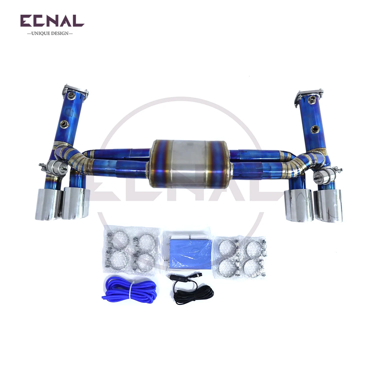

Ecnal Exhaust System for Porsche 911 991.2 3.0T GTS TC4 Titanium Alloy Four-out Sport Exhaust Pipe Axle-back with Valve Muffler