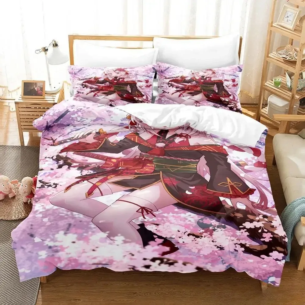 Kawaii Nakiri Ayame Bedding Set Single Twin Full Queen King Size Bed Set Adult Kid Bedroom Duvet cover Sets 3D Print Anime Bed