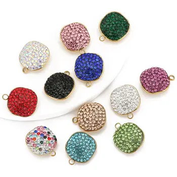 5 יחידות נירוסטה ריינסטון צבעוני כיכר תליוני קסמי תכשיטים DIY עגיל שרשרת צמידי מפתחות ביצוע אביזרים 8 best sales תליוני ריינסטון להכנת תכשיטים - №7