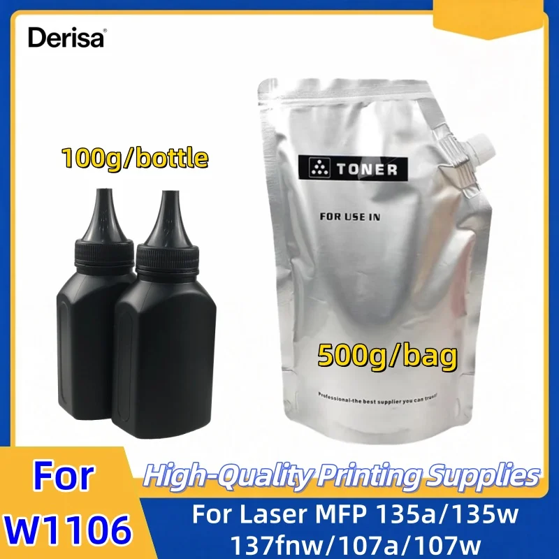 500g/bag 106A W1106A W1106 1106a Black Refill Toner Powder compatible for HP Laser MFP 135a 135w 137fnw Laser 107a 107w Toner