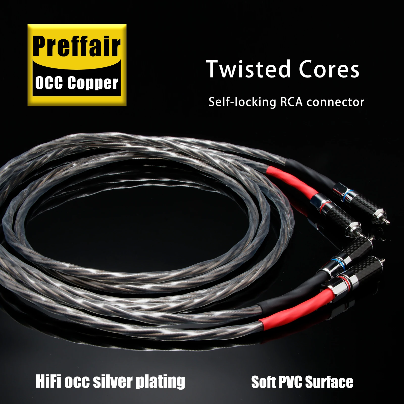 Paar RCA-Kabel 7n OCC versilbertes XLR-Kabel Verbindungskabel mit Kohlefaser-Rhodium-Steckern – Detail 3