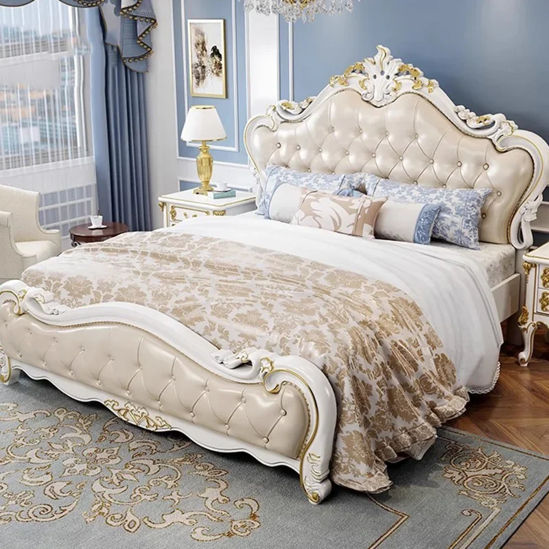 #Castle Luxury Bed Modern Sofa Bedroom Frame Massage Bed Double Princess Sleeping Design Wooden Full Muebles Hotel Furniture
