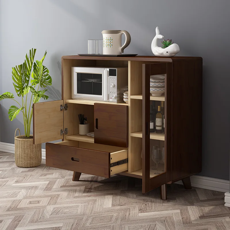 Nordic solid wood dining side cabinet light luxury household tea restaurant storage cupboard modern simple multi-functional micr