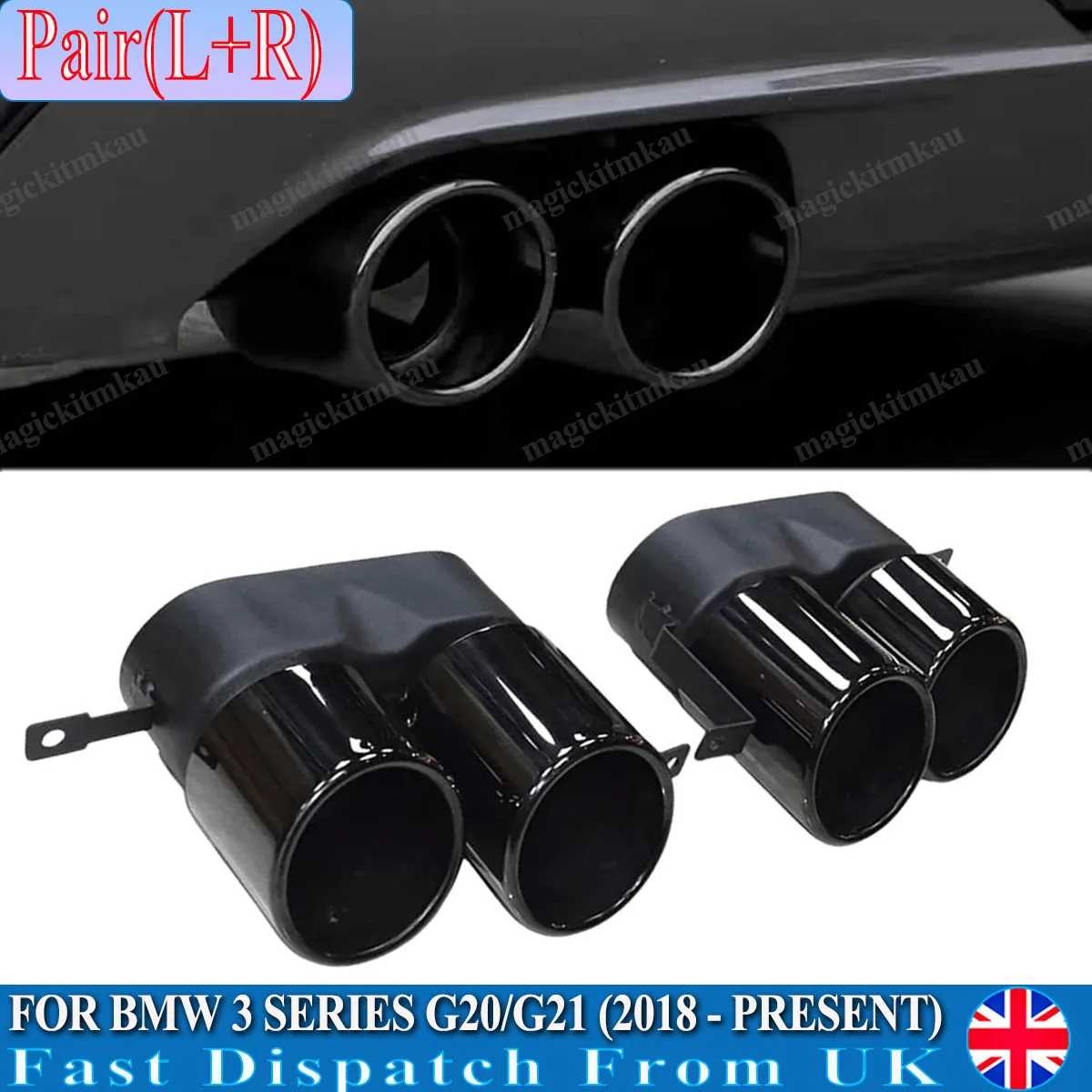 For BMW 3 Series G20 G21 G28 330i M340i Exhaust Tips Tailpipes Rear Diffuser Lip Dual Outlet M Performance Muffler Tip Nozzle