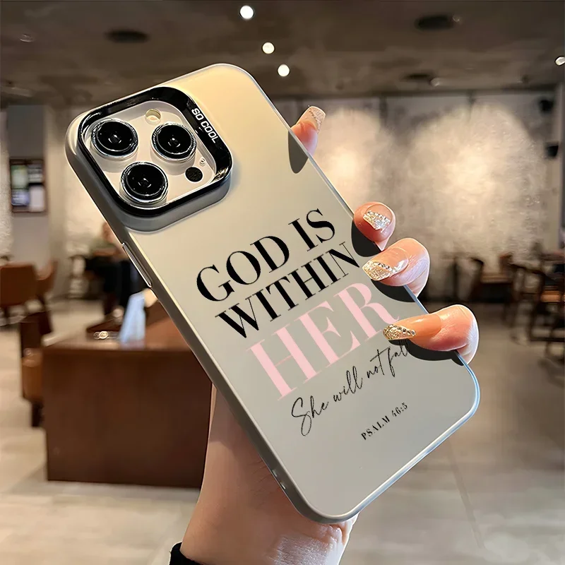 Pink Words Psalm Christian Quote Aesthetic Case for IPhone16 11 15 14 13 12 Pro Max Plus Black and Silvery Shockproof Gifts