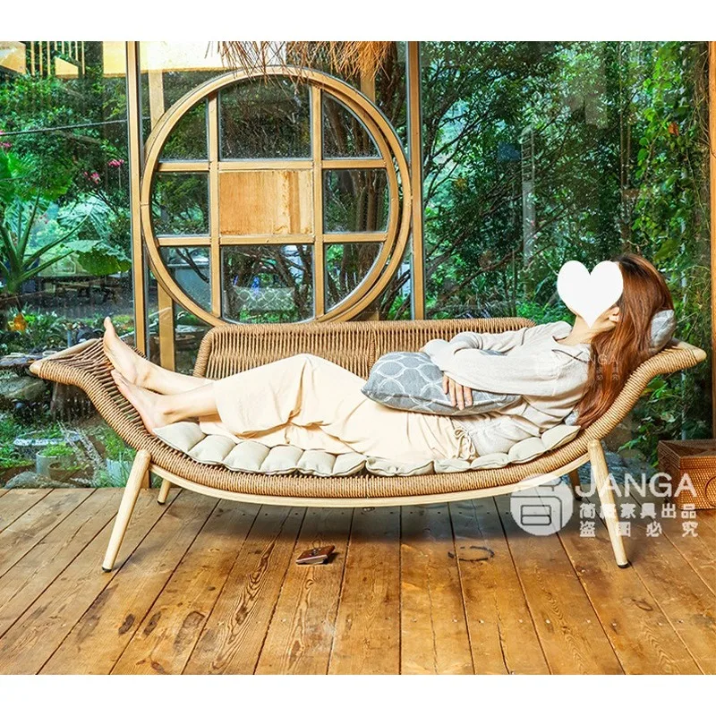 

Outdoor villa courtyard rattan chair sofa leisure garden terrace chaise longue lounge chair outdoor rattan rocking chair