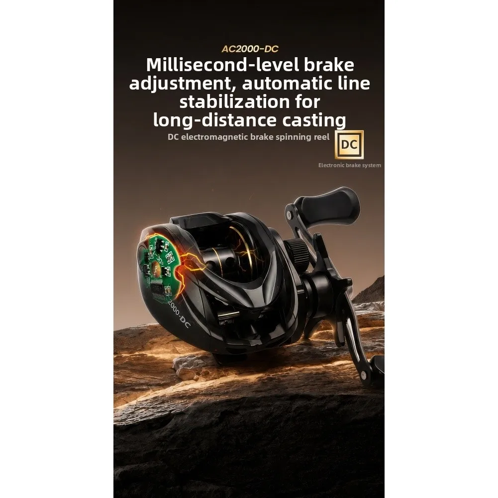 Water Dirt Salt Resistant Baitcast Reel Dual Sealed Bearings DC Brake 7.2:1 Gear Ratio 5KG Drag for Marine Use