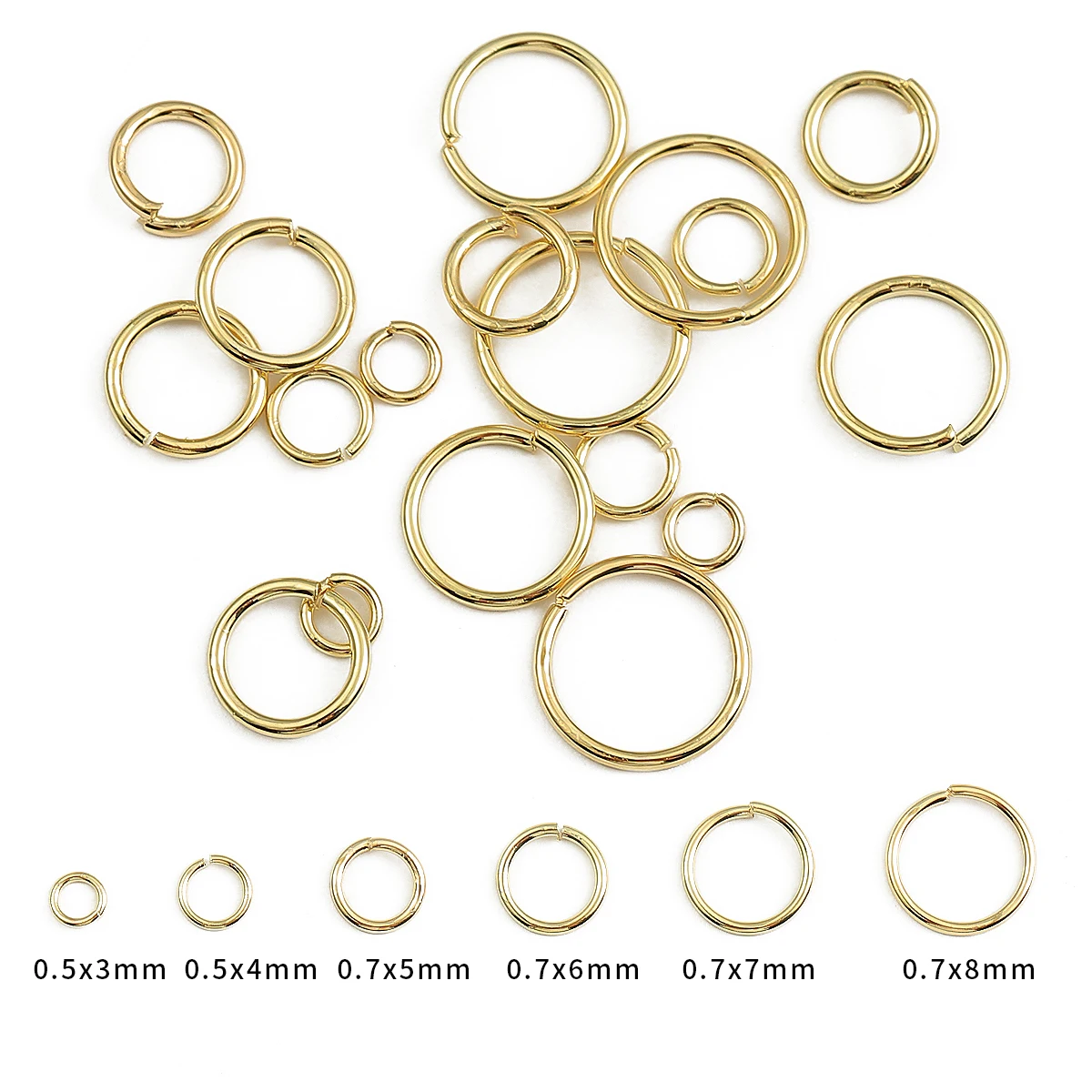 100Pcs 3 4 5 6 7 8mm 18K Gold Plated Copper Single Lap Open Jump Rings Connectors For DIY Jewelry Making Findings Accessories